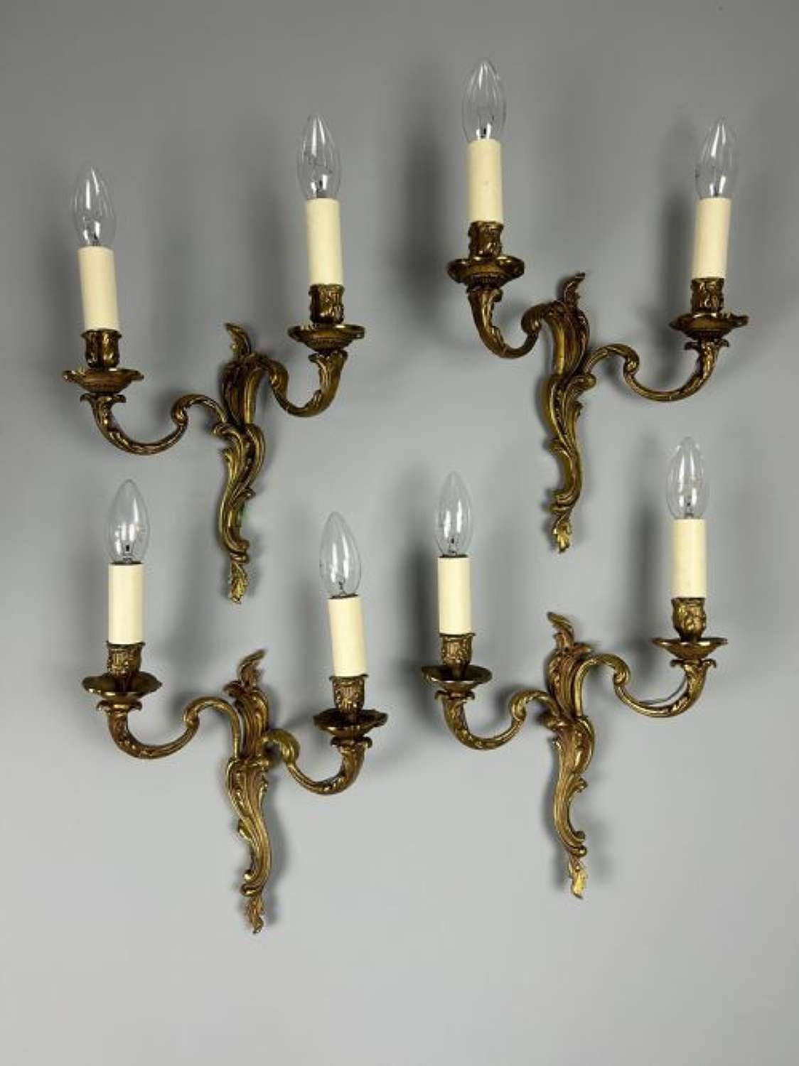 Set of 4 French Gilded Antique Wall Lights