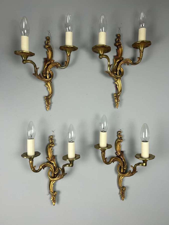 Set Of 4 French Gilded Antique Wall Lights