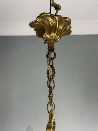 French Gilded Bronze 4 Light Antique Crystal Chandelier