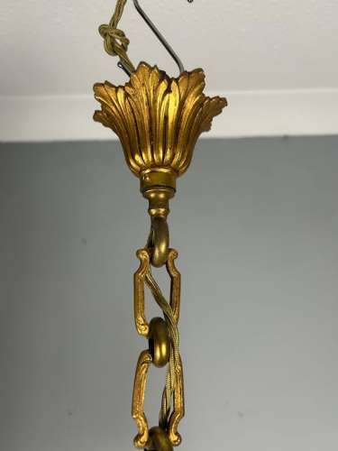 French Gilt Brass 4 Light Antique Chandelier