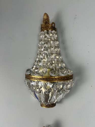 Set of 4 Single Light French Montgolfier Crystal Antique Wall Lights