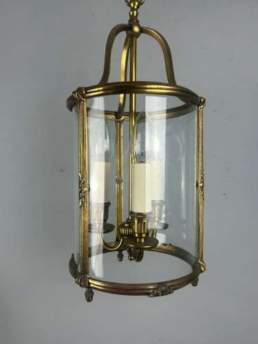 French Gilded Triple Light Antique Lantern