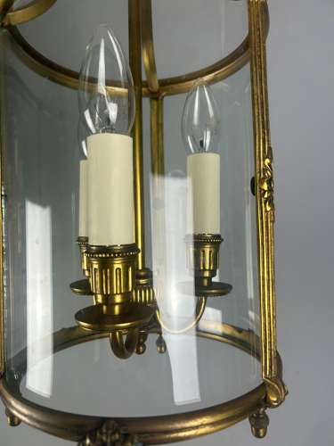 French Gilded Triple Light Antique Lantern