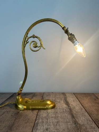 French Adjustable Brass Table Lamp, Rewired & PAT Tested
