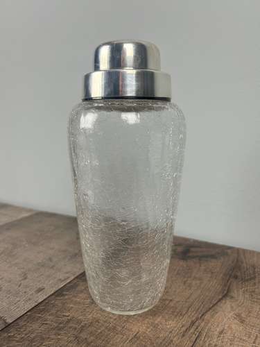 Art Deco WMF Crackle Glass Silver Plated Cocktail Shaker