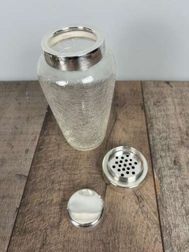 Art Deco Wmf Crackle Glass Silver Plated Cocktail Shaker