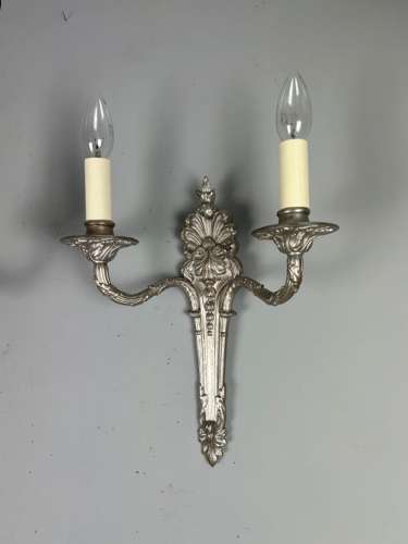 Pair Of French Silver Gilt Brass Antique Wall Lights