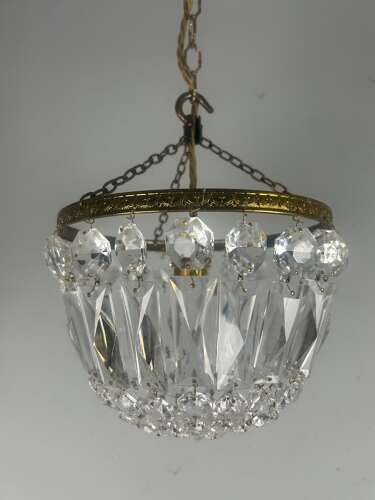 Crystal Lustre Chandelier, Ceiling Light, Rewired