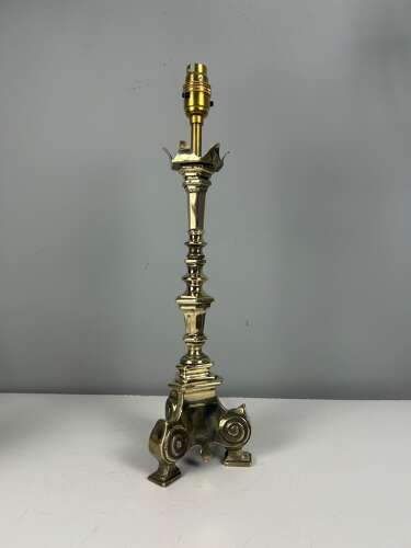 French Polished Brass Altar Table Lamp