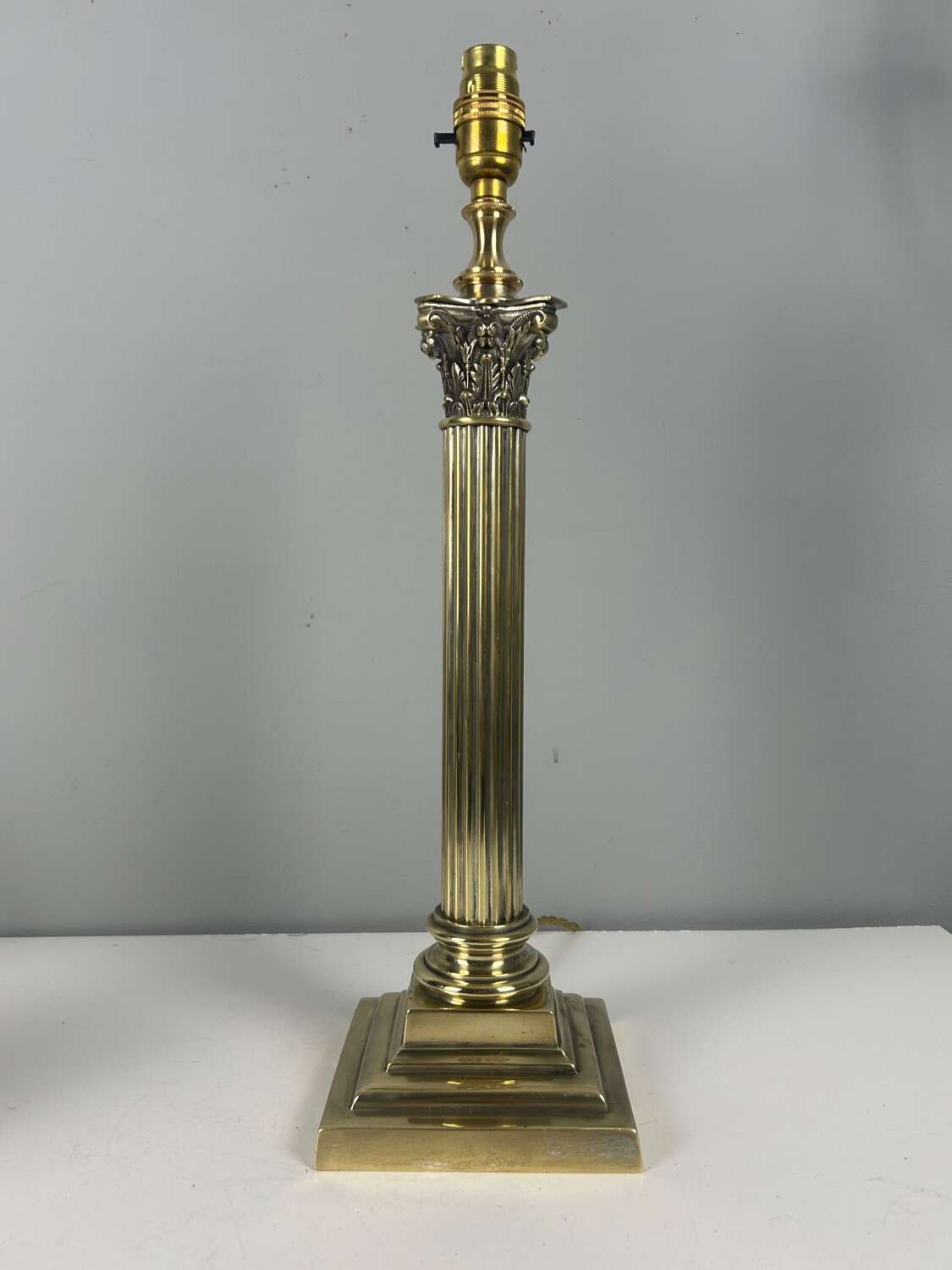 Hinks & Sons Victorian Brass Corinthian Column Table Lamp, Rewired