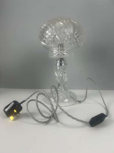 Cut Glass Mushroom Table Lamp, Rewired And Pat Tested