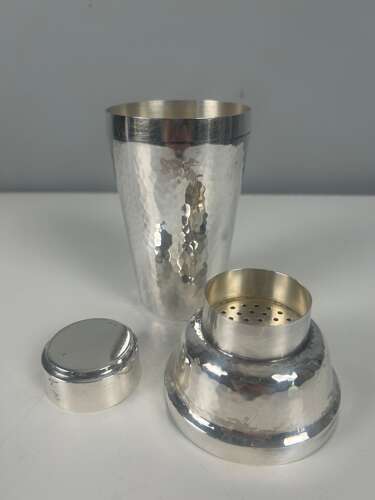 Silver Plated Hammered Art Deco Cocktail Shaker