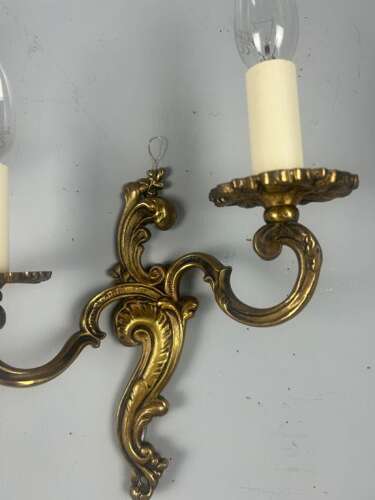 French Pair Of Gilded Twin Arm Antique Wall Lights