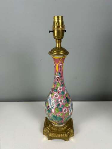 French Porcelain Floral Table Lamp, Rewired