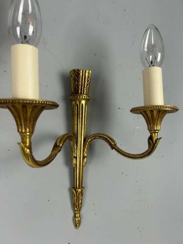 French Pair Of Gilded Empire Antique Wall Lights