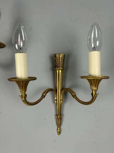 French Pair Of Gilded Empire Antique Wall Lights