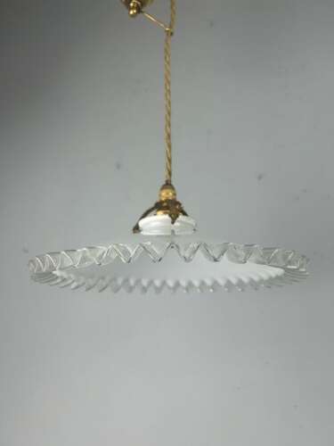 French Pulley Ceiling Light with Original Shade, Rewired