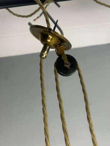 French Pulley Ceiling Light with Original Shade, Rewired