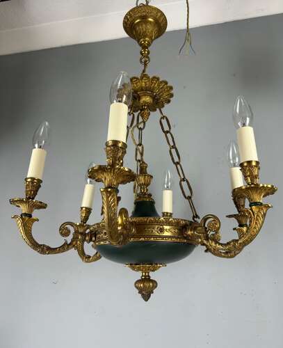 French 6 Arm Empire Antique Chandelier