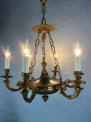 French 6 Arm Empire Antique Chandelier