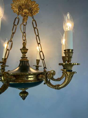 French 6 Arm Empire Antique Chandelier
