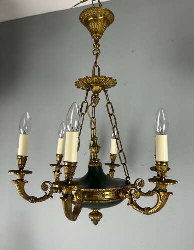 French 6 Arm Empire Antique Chandelier