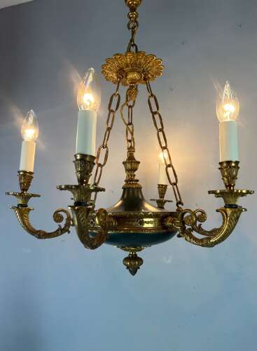 French 6 Arm Empire Antique Chandelier