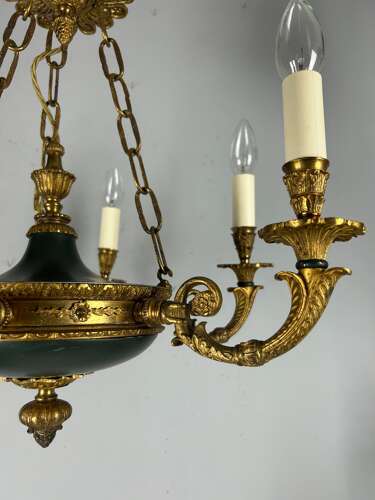 French 6 Arm Empire Antique Chandelier