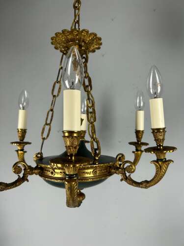 French 6 Arm Empire Antique Chandelier