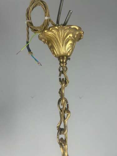 French Gilded Triple Light Convex Hall Lantern