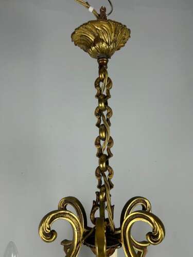 French Gilded Bronze 6 Light Antique Birdcage Chandelier