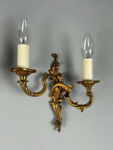 French Pair Of Gilded Bronze Antique Wall Lights