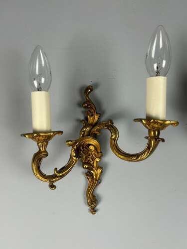 French Pair Of Gilded Bronze Antique Wall Lights