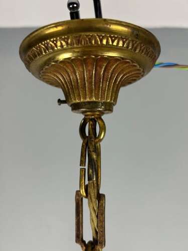 French Gilded Brass 6 Light Antique Chandelier