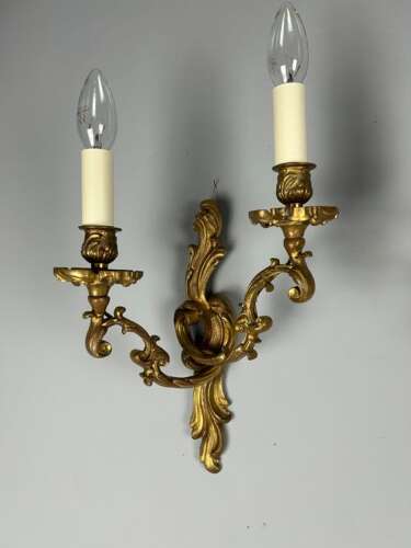 French Pair Of Gilded Bronze Antique Wall Lights