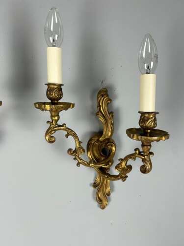 French Pair Of Gilded Bronze Antique Wall Lights