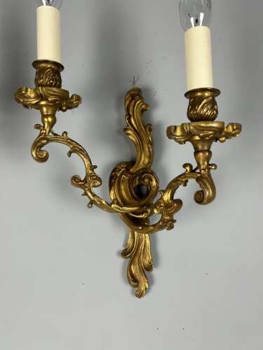 French Pair Of Gilded Bronze Antique Wall Lights