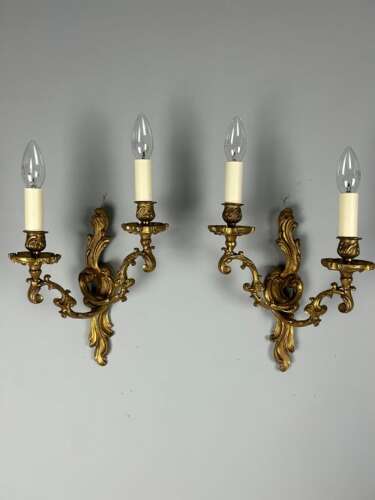 French Pair Of Gilded Bronze Antique Wall Lights