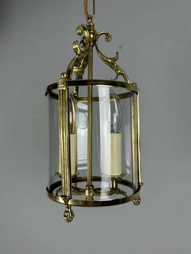 Small French Twin Light Polished Brass Lantern