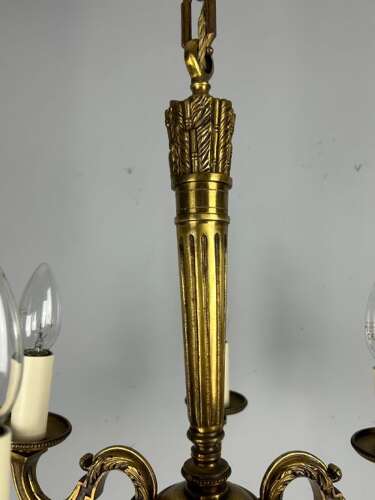 French Bronze Empire 5 Light Antique Chandelier