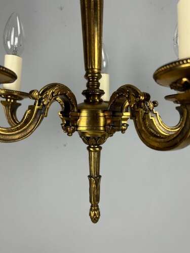 French Bronze Empire 5 Light Antique Chandelier