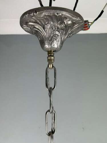 English Silver Plated 6 Light Antique Chandelier
