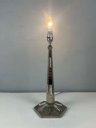 Paris Art Deco Chrome Table Lamp, Rewired