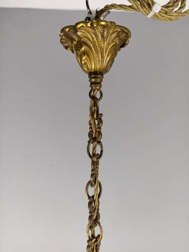 French Gilt Brass 4 Light Chandelier