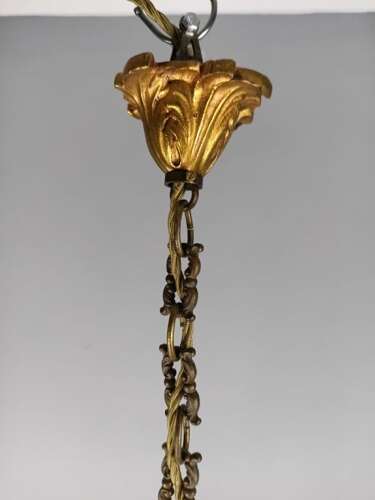 French Gilded & Crystal 4 Light Chandelier