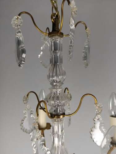 French Gilded Brass 4 Light Crystal Chandelier