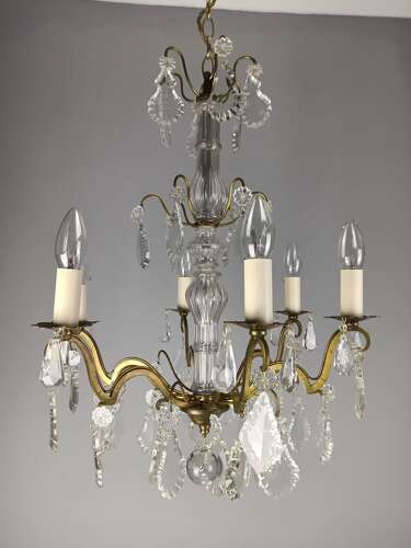 French Crystal 6 Light Chandelier