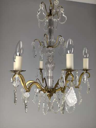 French Crystal 6 Light Chandelier
