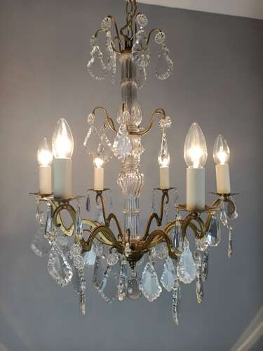 French Crystal 6 Light Chandelier