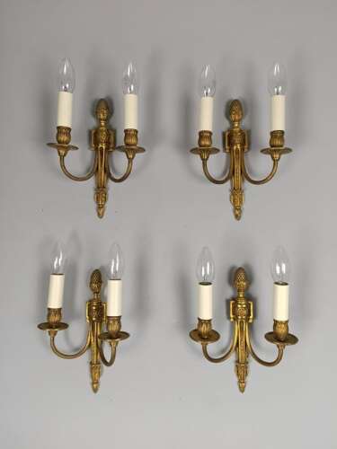 Set Of 4 French Gilded Twin Arm Antique Wall Lights